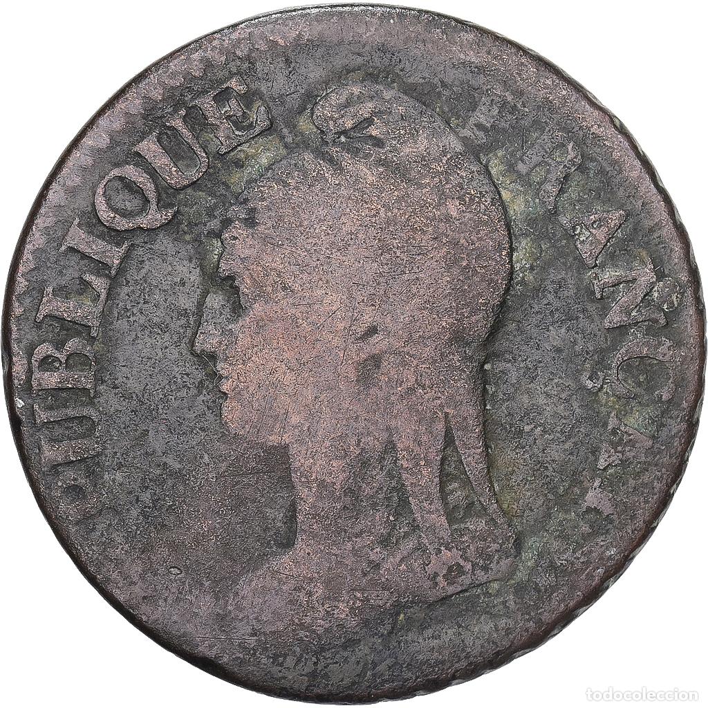 Monete antiche di Europa: [#138239] Francia, 5 Centimes, Dupr&eacute;, AN 9, Strasbourg, Bronce, BC+, Gadoury:126b