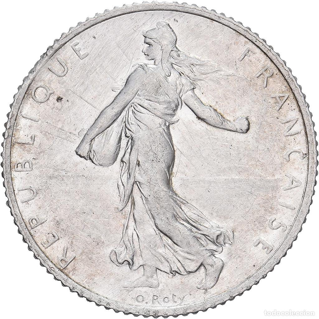 Moedas antigas da Europa: [#1213779] Francia, Franc, Semeuse, 1918, Paris, flan clip&eacute;, Plata, MBC+, KM:844.1