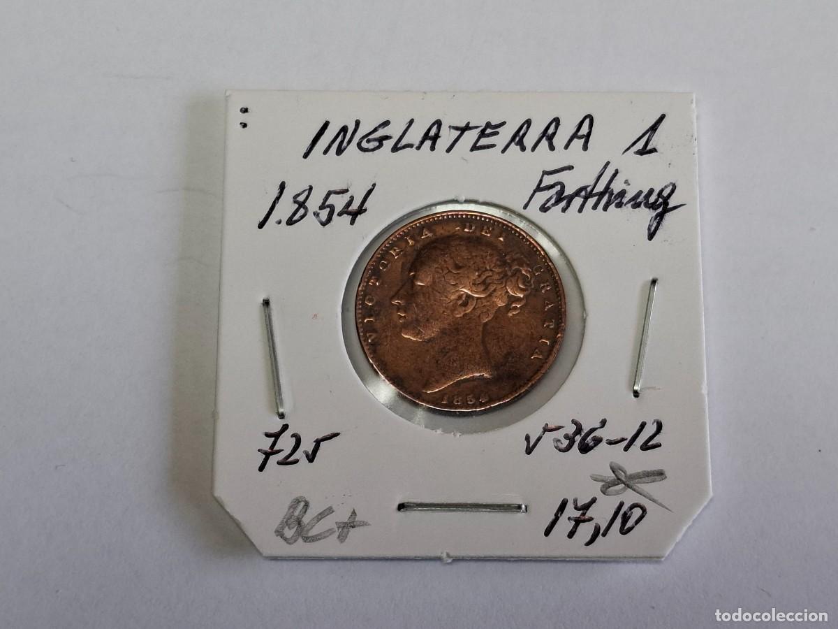 Monedas antiguas de Europa: 1 FARTHING de 1854 KM 725 INGLATERRA en BC+ - Foto 1