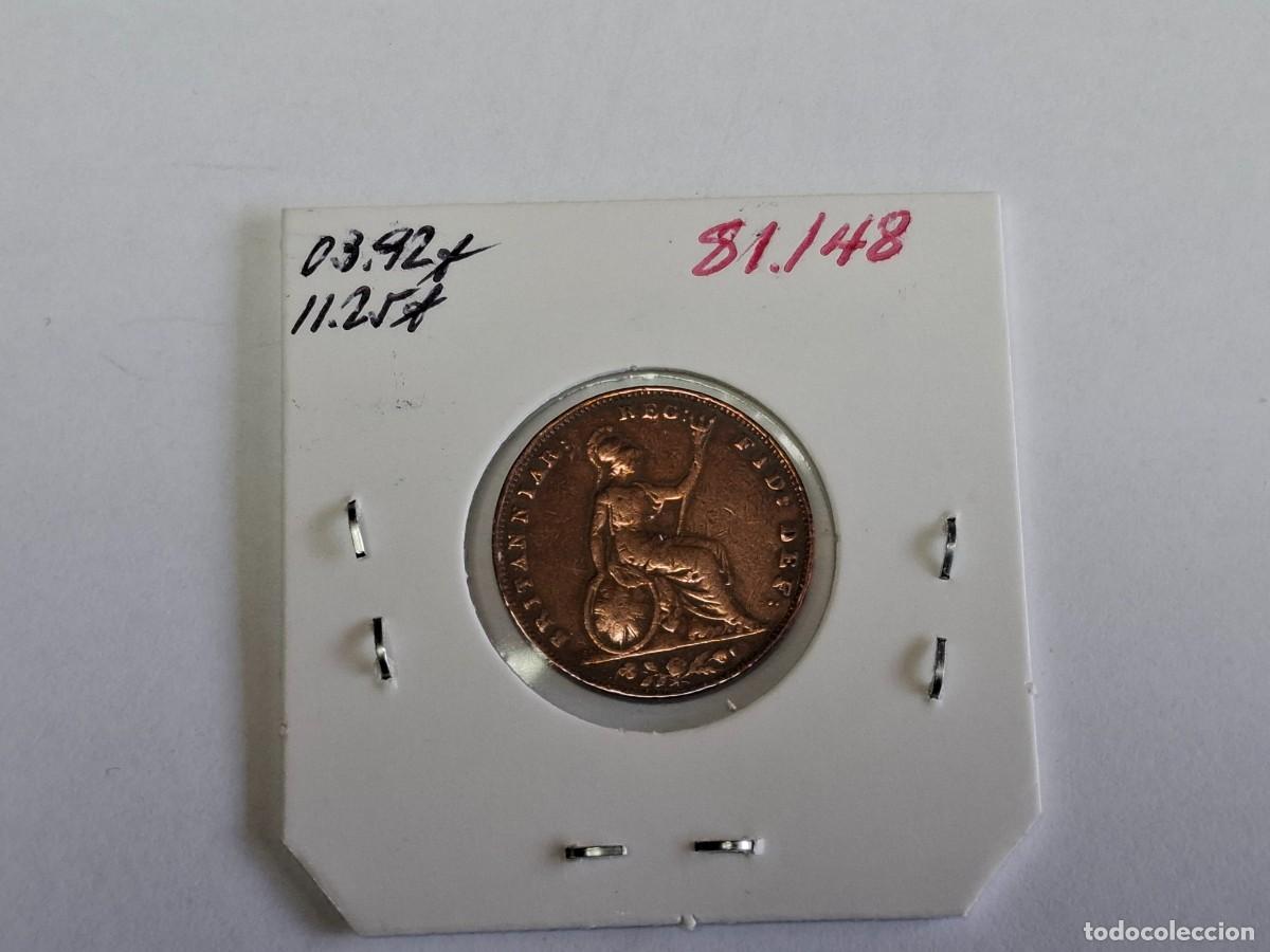 Monedas antiguas de Europa: 1 FARTHING de 1854 KM 725 INGLATERRA en BC+ - Foto 2