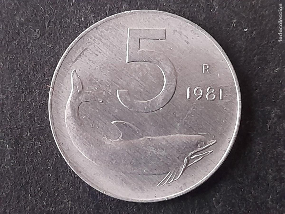 Monnaies anciennes de Europe: Moneda Republica de Italia 5 Liras Lire 1981 KM 92 calidad SC