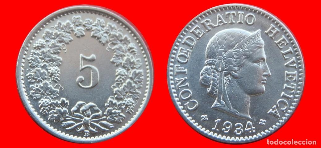 Monnaies anciennes de Europe: 5 RAPPEN 1934 SUIZA-136986