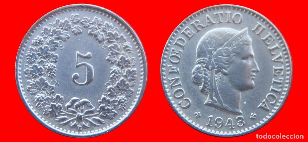 Monnaies anciennes de Europe: 5 RAPPEN 1943 SUIZA-136988