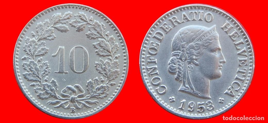 Moedas antigas da Europa: 10 RAPPEN 1953 SUIZA-137009