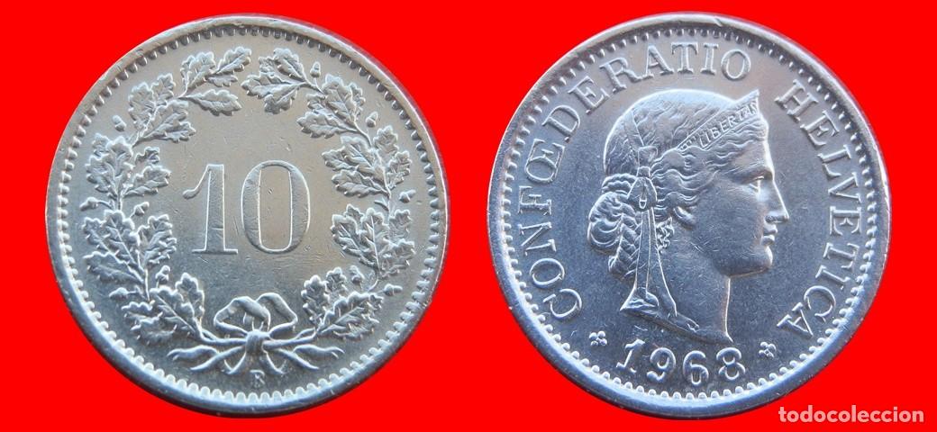 Moedas antigas da Europa: 10 RAPPEN 1968 SUIZA-137014