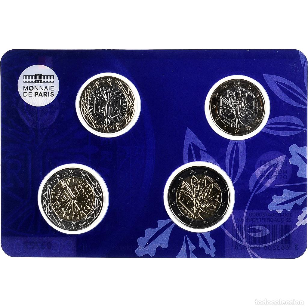 Monedas antiguas de Europa: [#1287272] Francia, 1&euro; & 2&euro; x 2, 20 Ans de l'Euro, BU, 2022, MDP, Bimet&aacute;lico, FDC