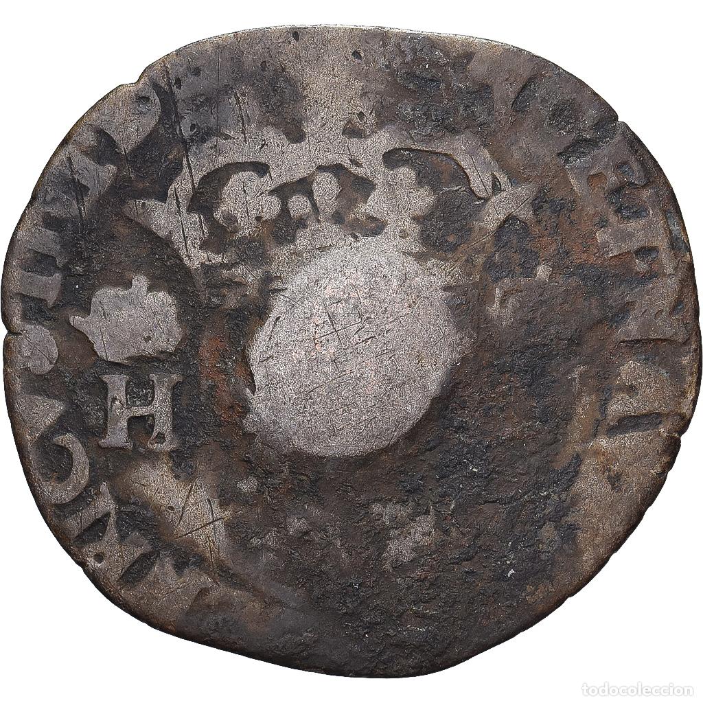 Monete antiche di Europa: [#138407] Francia, Louis XIII, Quinzain (Douzain contremarqu&eacute;), 1594, Vell&oacute;n, BC