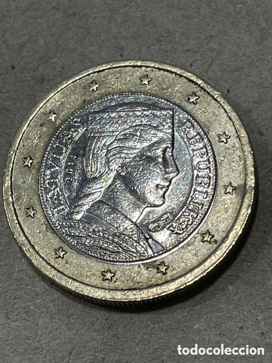 Monedas antiguas de Europa: Moneda 1 euro LETONIA 2014 circulada EBC - Foto 2