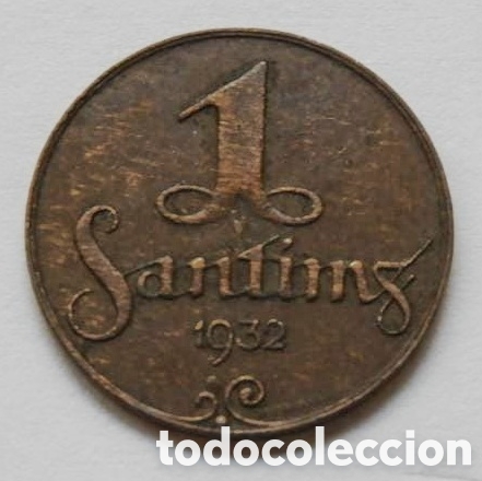 Monedas antiguas de Europa: Moneda 1 Santims Letonia 1932 - Foto 1