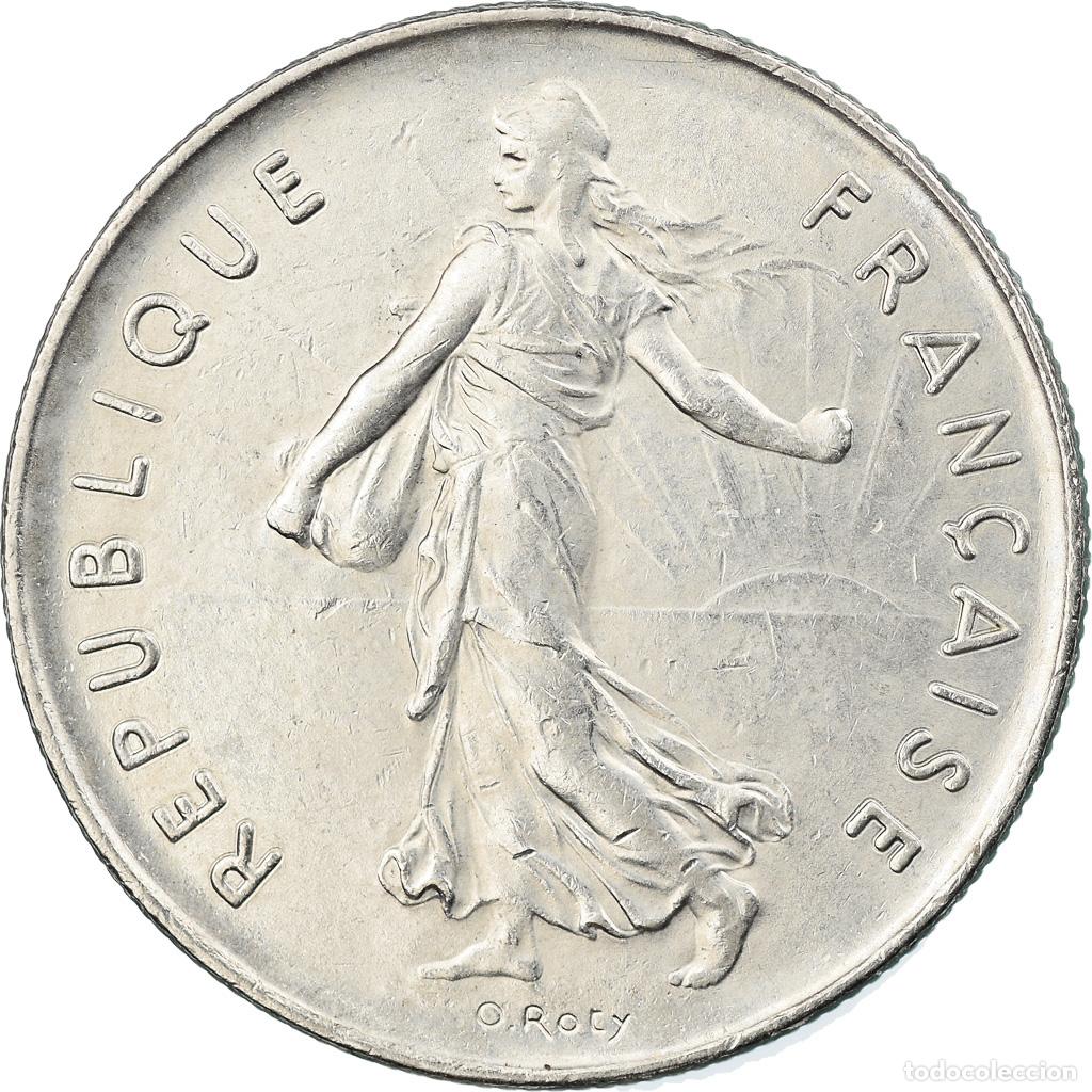 Moedas antigas da Europa: [#812886] Moneda, Francia, Semeuse, 5 Francs, 1974, Paris, MBC, N&iacute;quel recubierto de