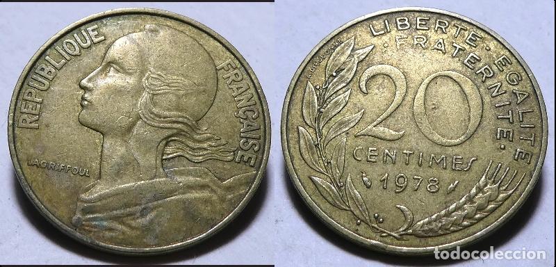 Monedas antiguas de Europa: Moneda de Francia 20 c&eacute;ntimos de 1978 - Foto 1