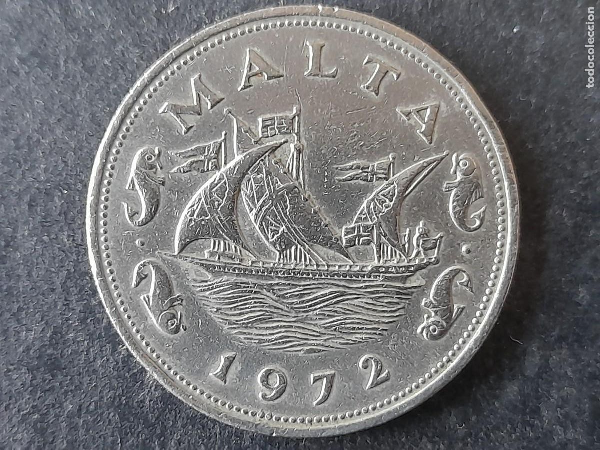 Old Coins of Europe: Moneda republica de Malta 10 Centavos 1972 KM 11 periodo Commonwealth calidad MBC+