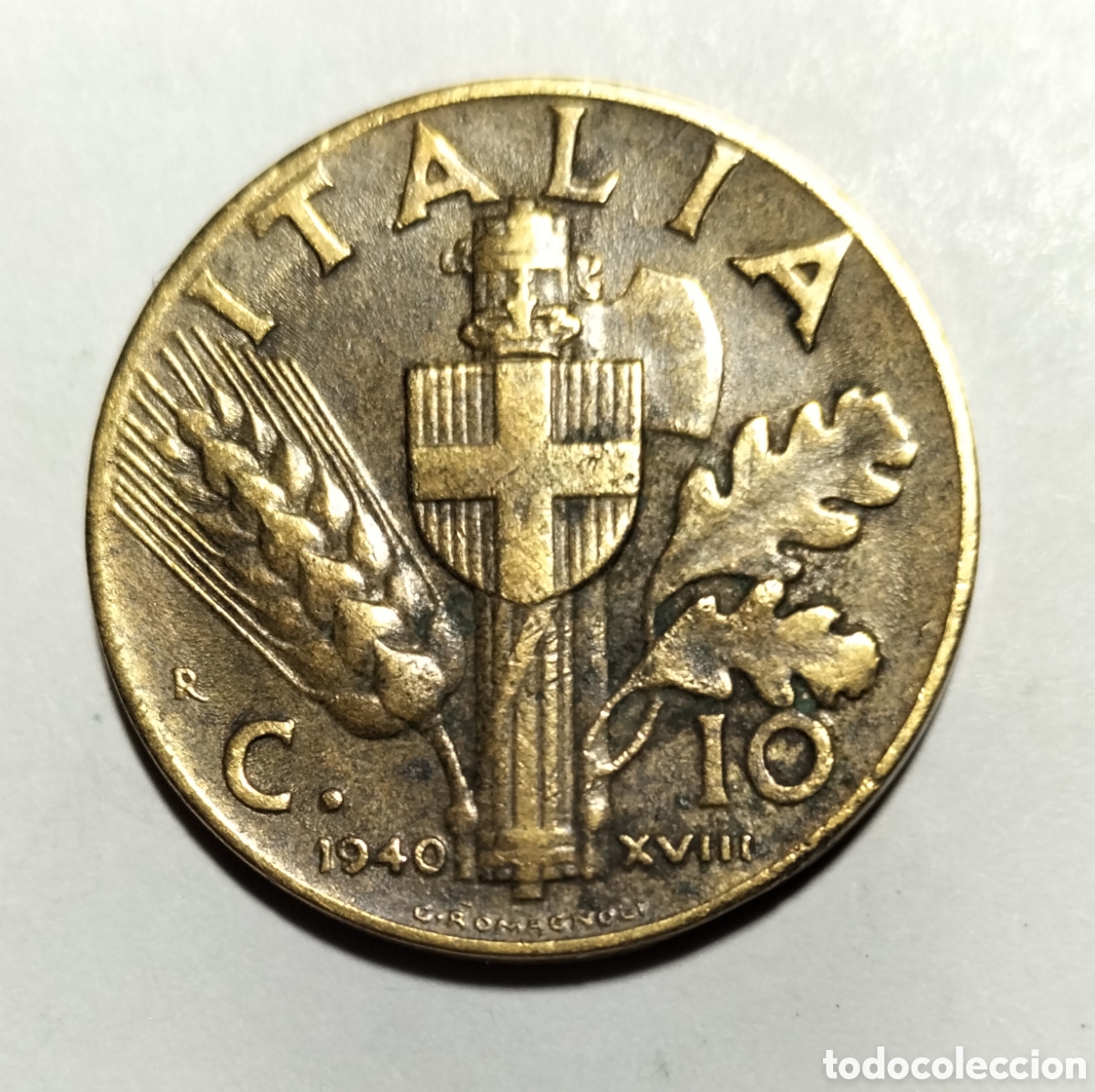 Monedas antiguas de Europa: Moneda 10 C&eacute;ntesimos 1940 Italia.
