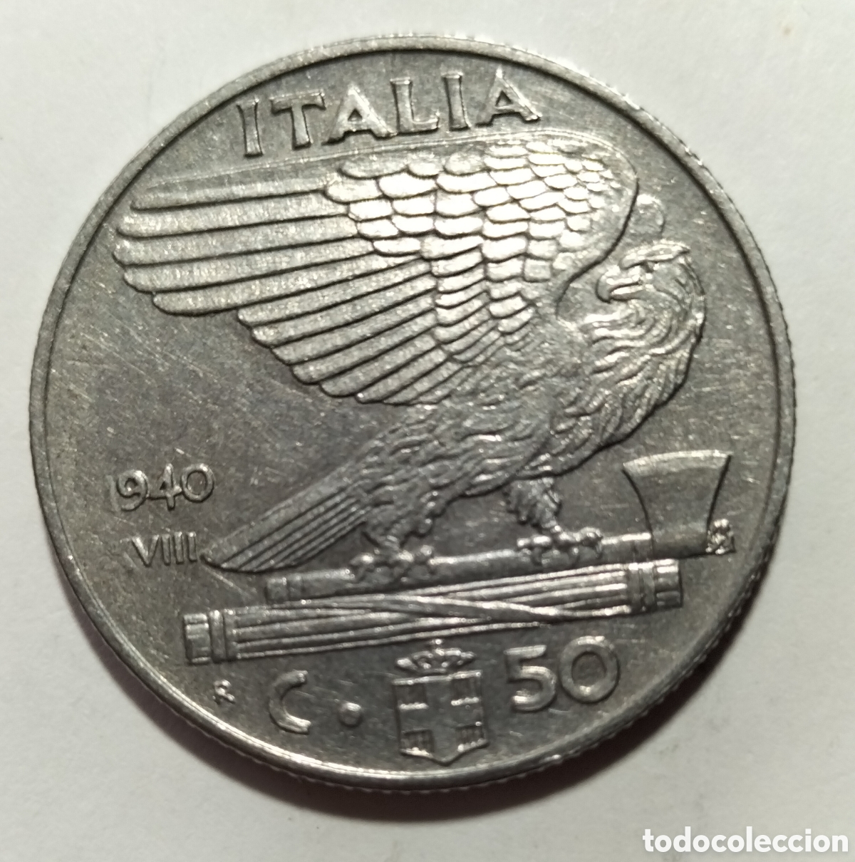 Old Coins of Europe: Moneda 50 C&eacute;ntesimos 1940 Italia.