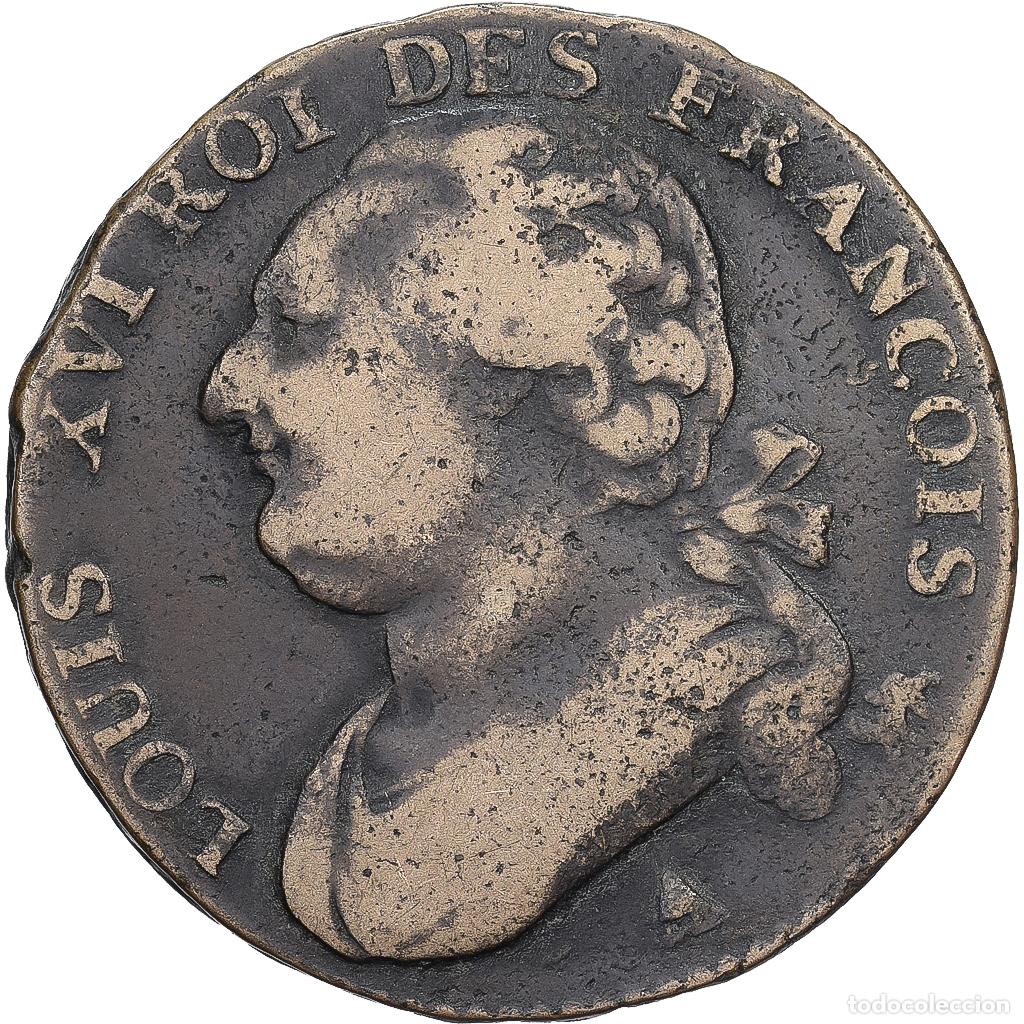 Monete antiche di Europa: [#639642] Francia, 12 Deniers, 12 deniers fran&ccedil;ois, 1793 - An 5, Paris, Bronce, BC+
