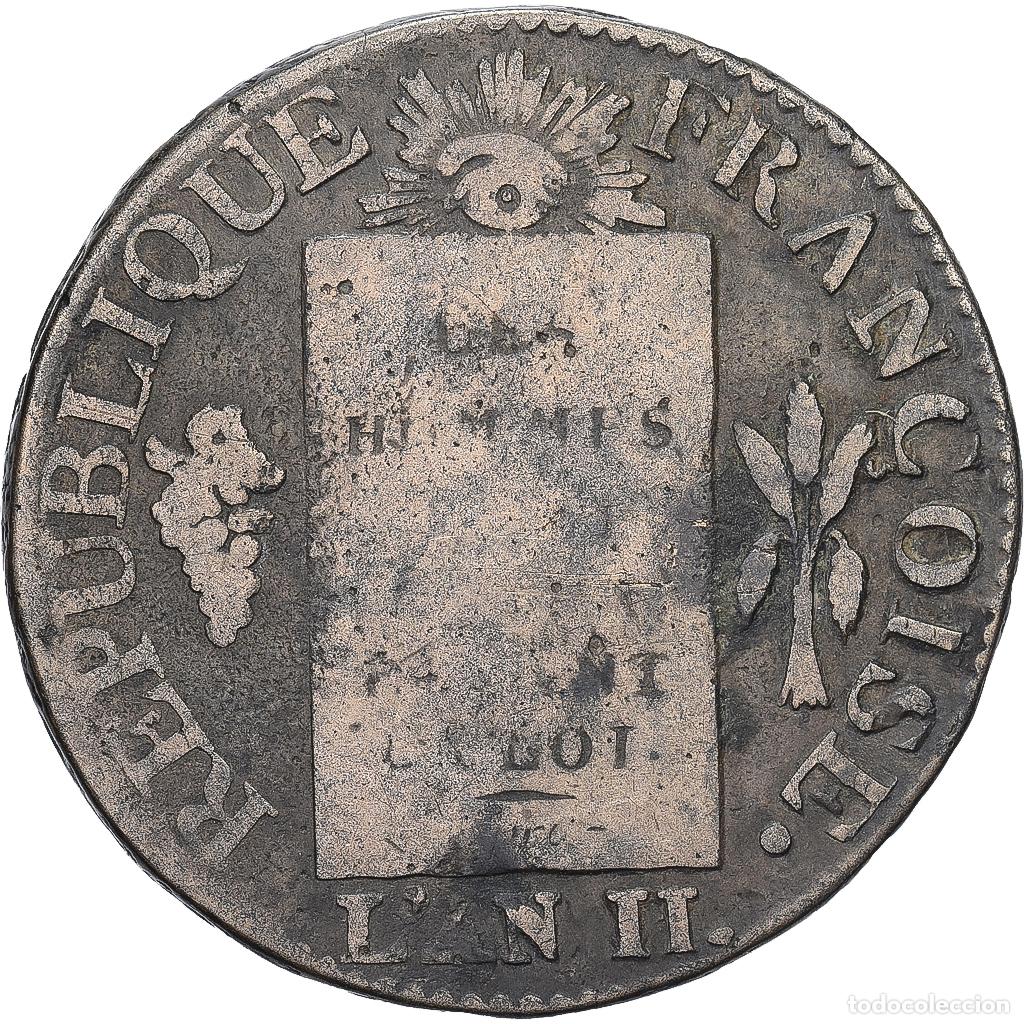 Moedas antigas da Europa: [#639640] Francia, Sol, Sol aux balances fran&ccedil;oise, 1793, Lyon, Bronce, BC, Gadoury:19