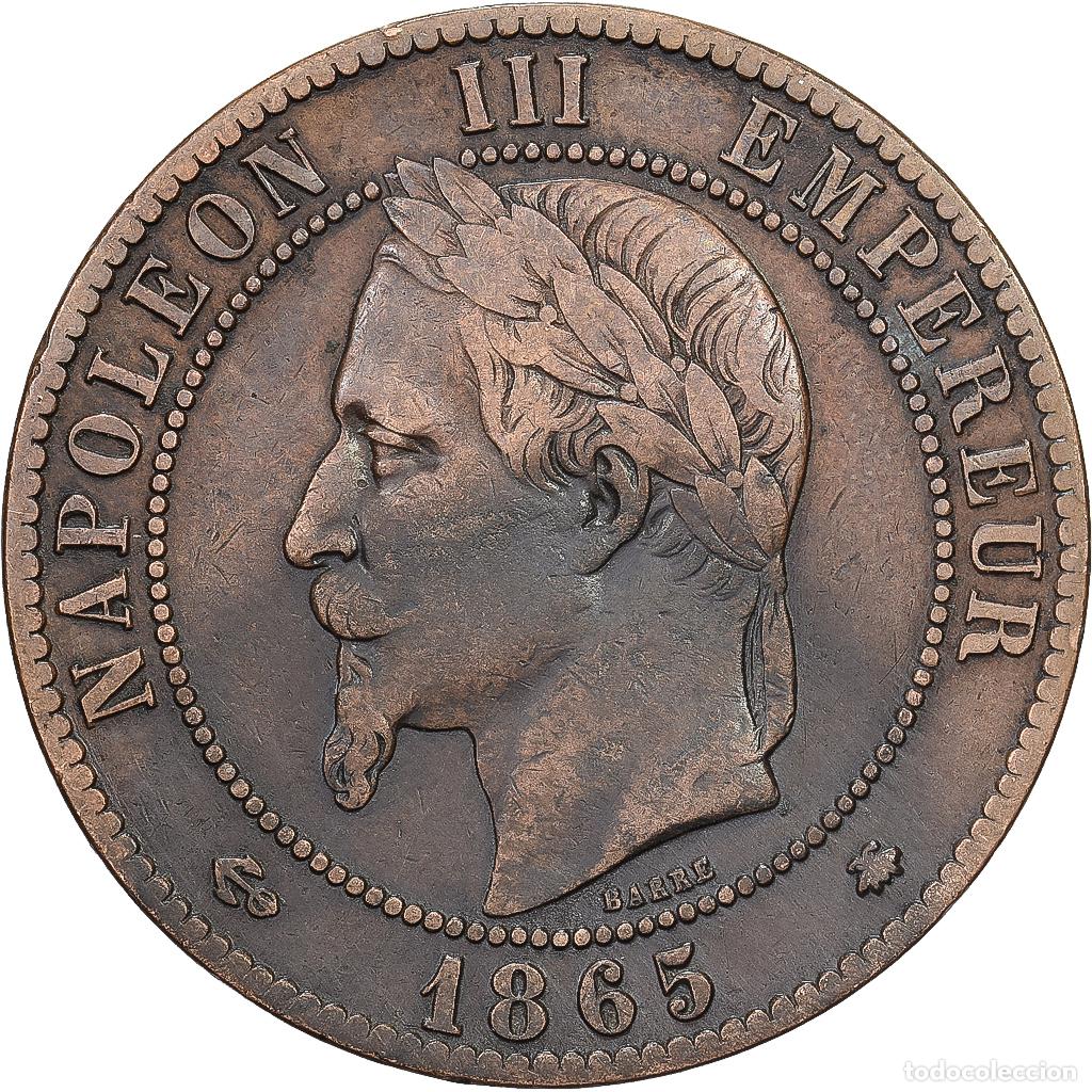 Alte M&uuml;nzen aus Europa: [#639636] Francia, Napoleon III, 10 Centimes, 1865, Paris, Bronce, BC+, Gadoury:253