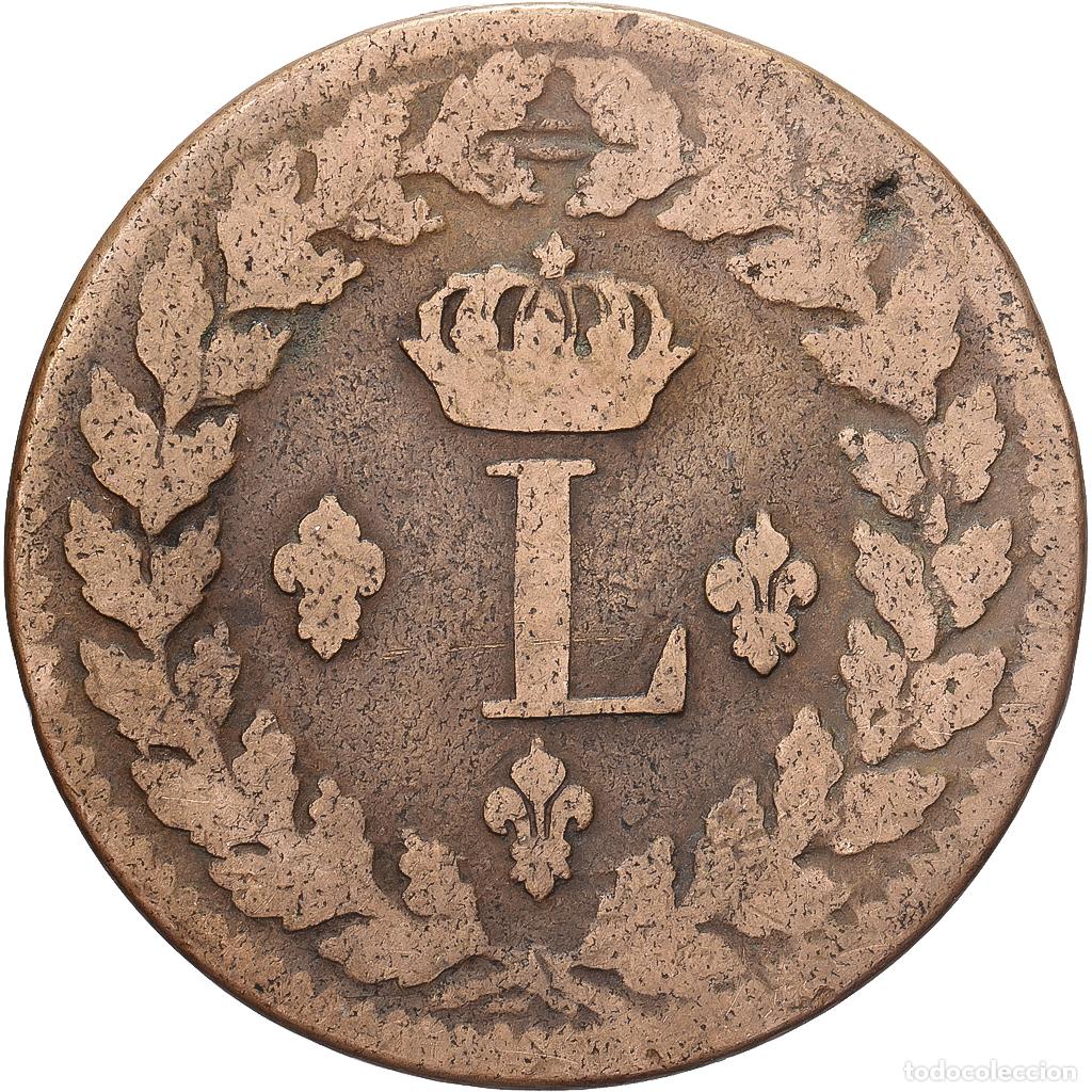 Moedas antigas da Europa: [#639689] Francia, Louis XVIII, Decime, 1815., Strasbourg, Bronce, BC+, Gadoury:196d