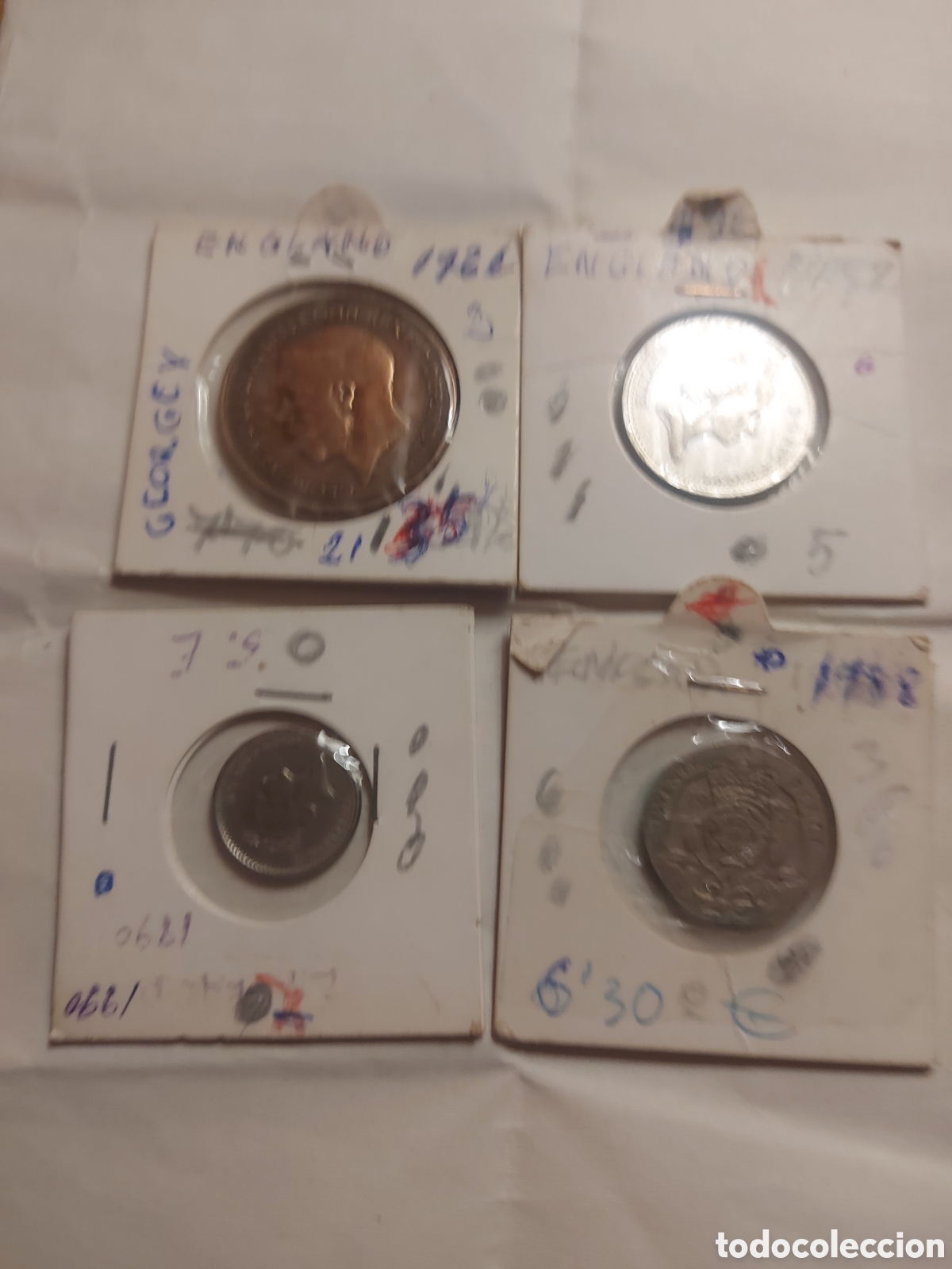 Monedas antiguas de Europa: 4 monedas England y1 - Foto 1