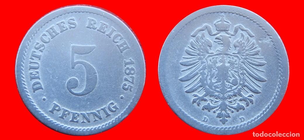 Old Coins of Europe: 5 PFENNIG 1875D IMPERIO ALEMANIA-138447