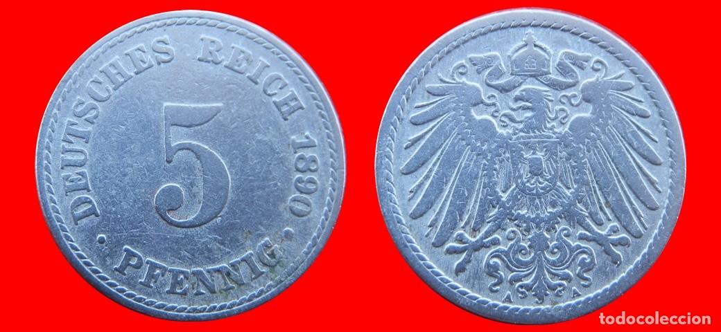 Old Coins of Europe: 5 PFENNIG 1890A IMPERIO ALEMANIA-138451