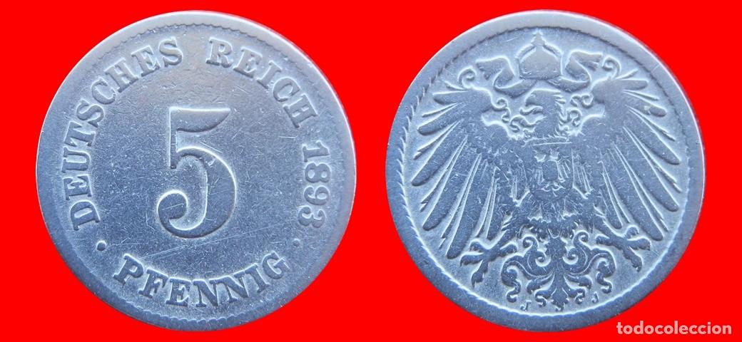 Old Coins of Europe: 5 PFENNIG 1893J IMPERIO ALEMANIA-138452