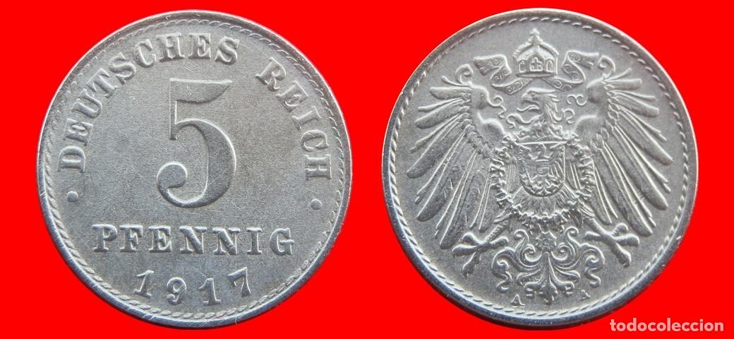 Moedas antigas da Europa: 5 PFENNIG 1917A HIERRO IMPERIO ALEMANIA-138482