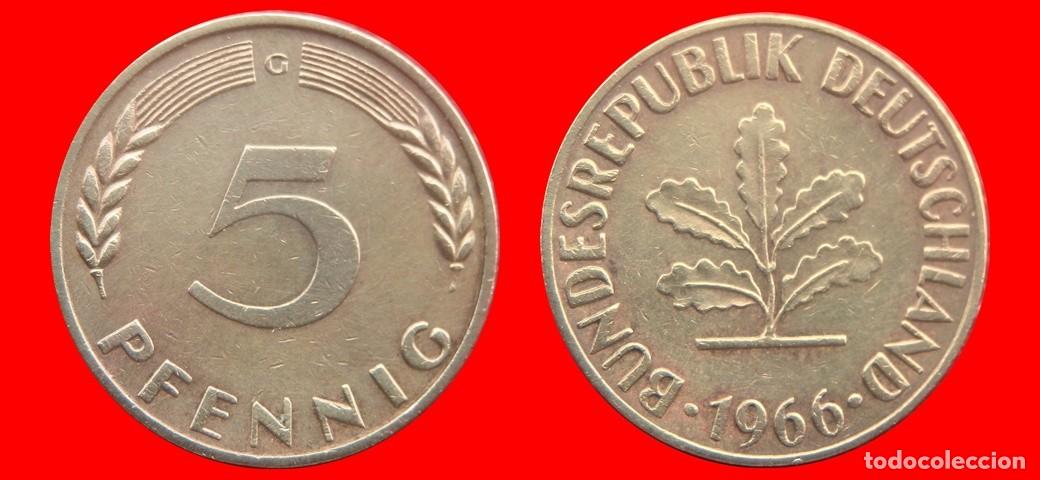 Old Coins of Europe: 5 PFENNIG 1966G BRD ALEMANIA-138562