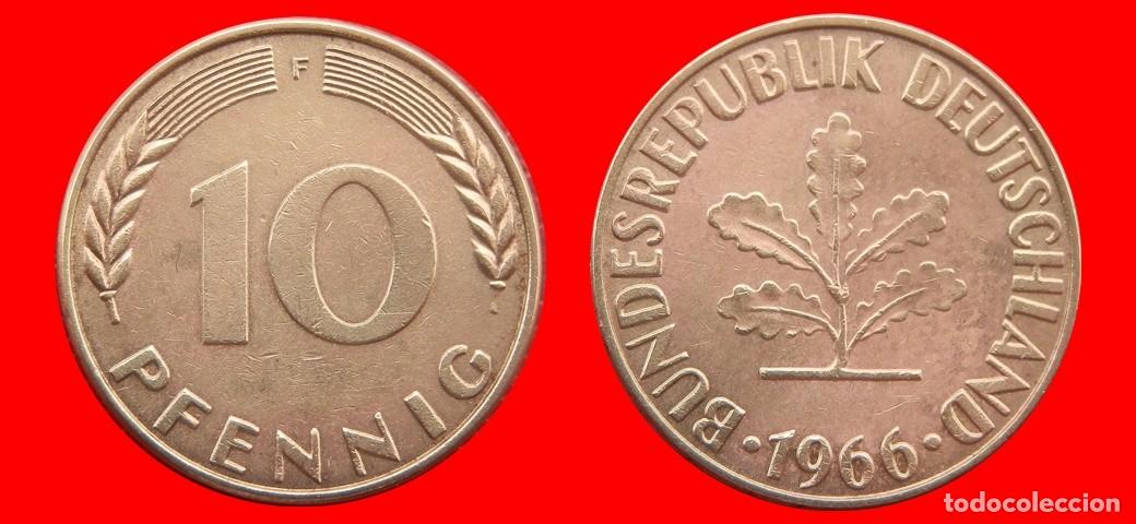 Monedas antiguas de Europa: 10 PFENNIG 1966F BRD ALEMANIA-138578