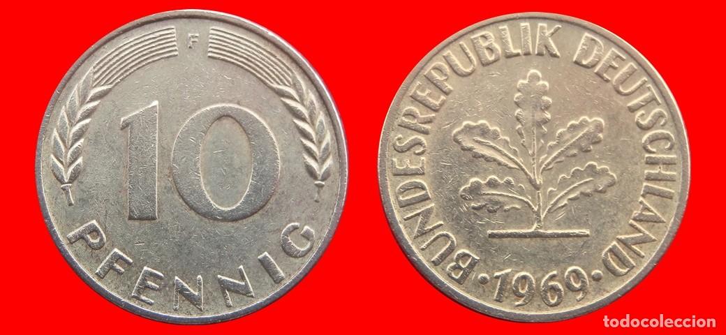 Monedas antiguas de Europa: 10 PFENNIG 1969F BRD ALEMANIA-138581