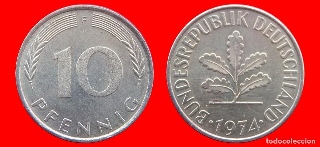 Monedas antiguas de Europa: 10 PFENNIG 1974F BRD ALEMANIA-138585