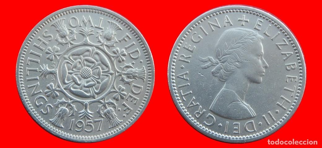 Monedas antiguas de Europa: 1 FLORIN 2 SHILLINGS 1957 INGLATERRA REINO UNIDO-138590