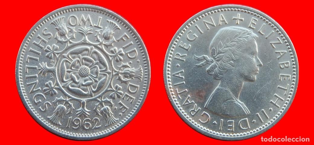 Moedas antigas da Europa: 1 FLORIN 2 SHILLINGS 1962 INGLATERRA REINO UNIDO-138594