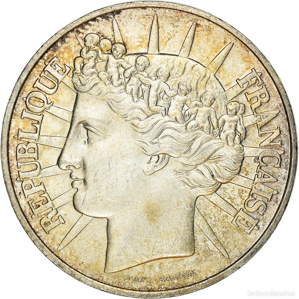 Moedas antigas da Europa: [#371099] Moneda, Francia, Fraternit&eacute;, 100 Francs, 1988, MBC+, Plata, KM:966