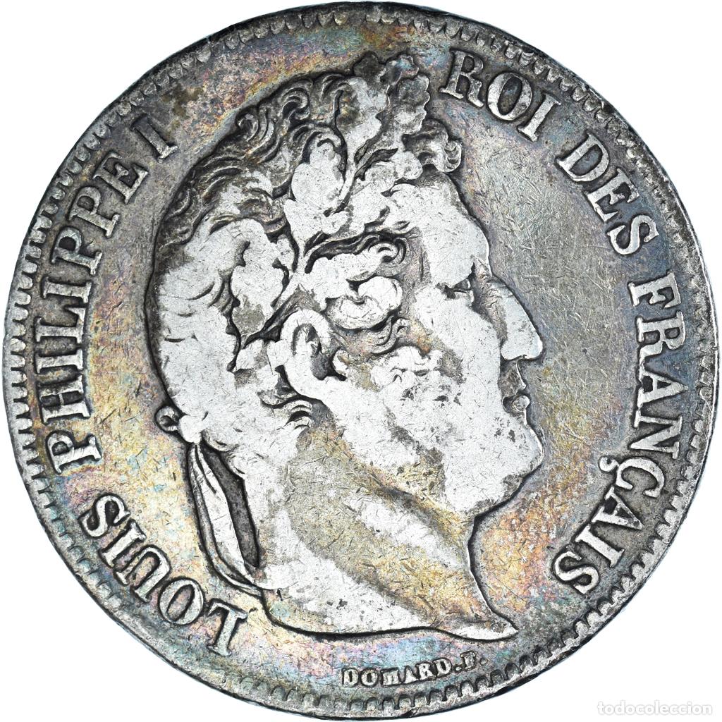Old Coins of Europe: [#374042] Moneda, Francia, Louis-Philippe, 5 Francs, 1834, Lyon, BC+, Plata, KM:749.4