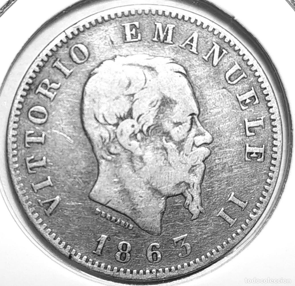 Monete antiche di Europa: ITALIA (1861-1878) - 1 LIRA 1863 M BN - REY VITTORIO EMANUELLE II - A - 4,78 GR PLATA 0,900 - KM#5a1