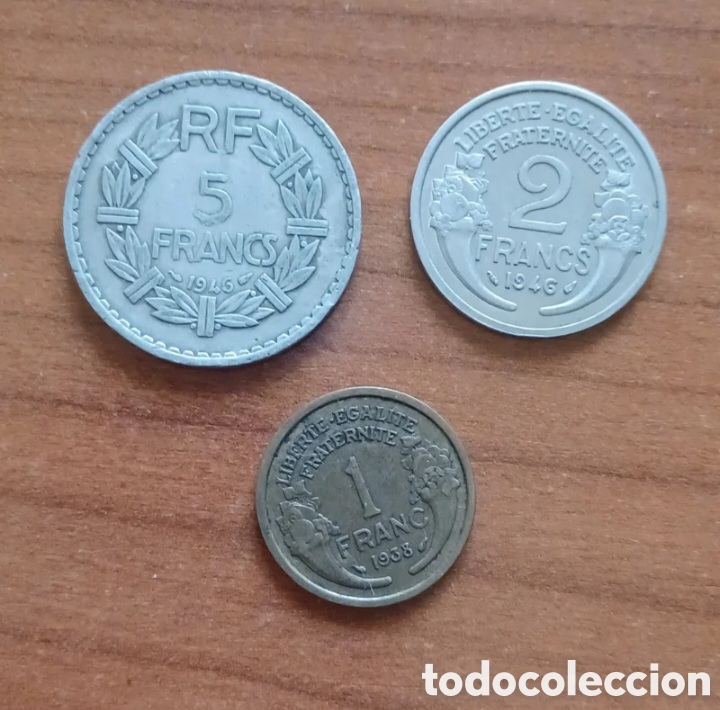 Monedas antiguas de Europa: 3 monedas Francia 1936 1948