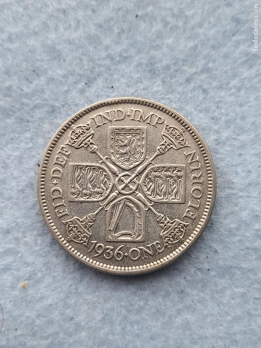 Monedas antiguas de Europa: Gran breta&ntilde;a. 1 flor&iacute;n. A&ntilde;o 1936. Plata.