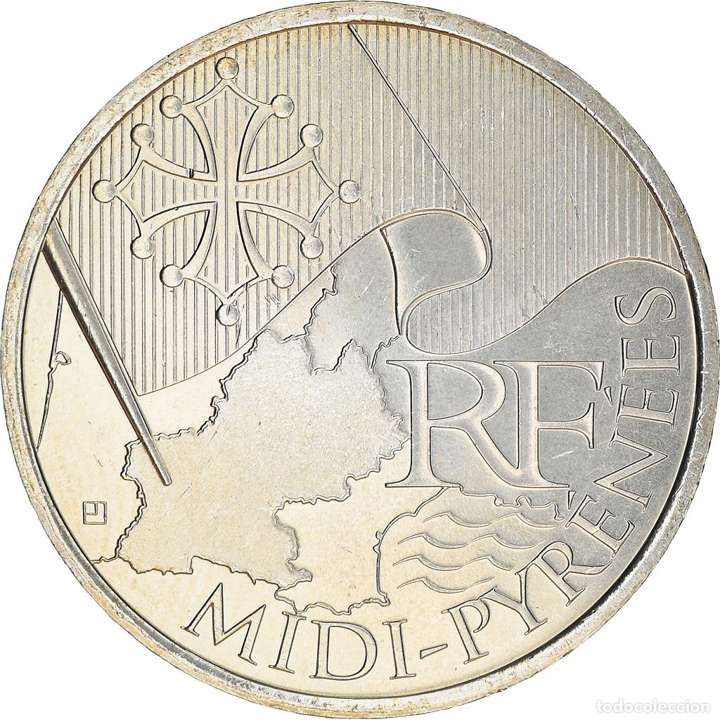 Moedas antigas da Europa: [#220640] Francia, 10 Euro, Midi-Pyr&eacute;n&eacute;es, 2010, Paris, SC+, Plata, KM:1663