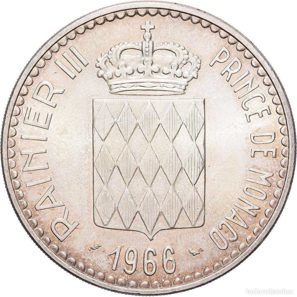 Moedas antigas da Europa: [#346312] Moneda, M&oacute;naco, Rainier III, 10 Francs, 1966, Monnaie de Paris, SC, Plata