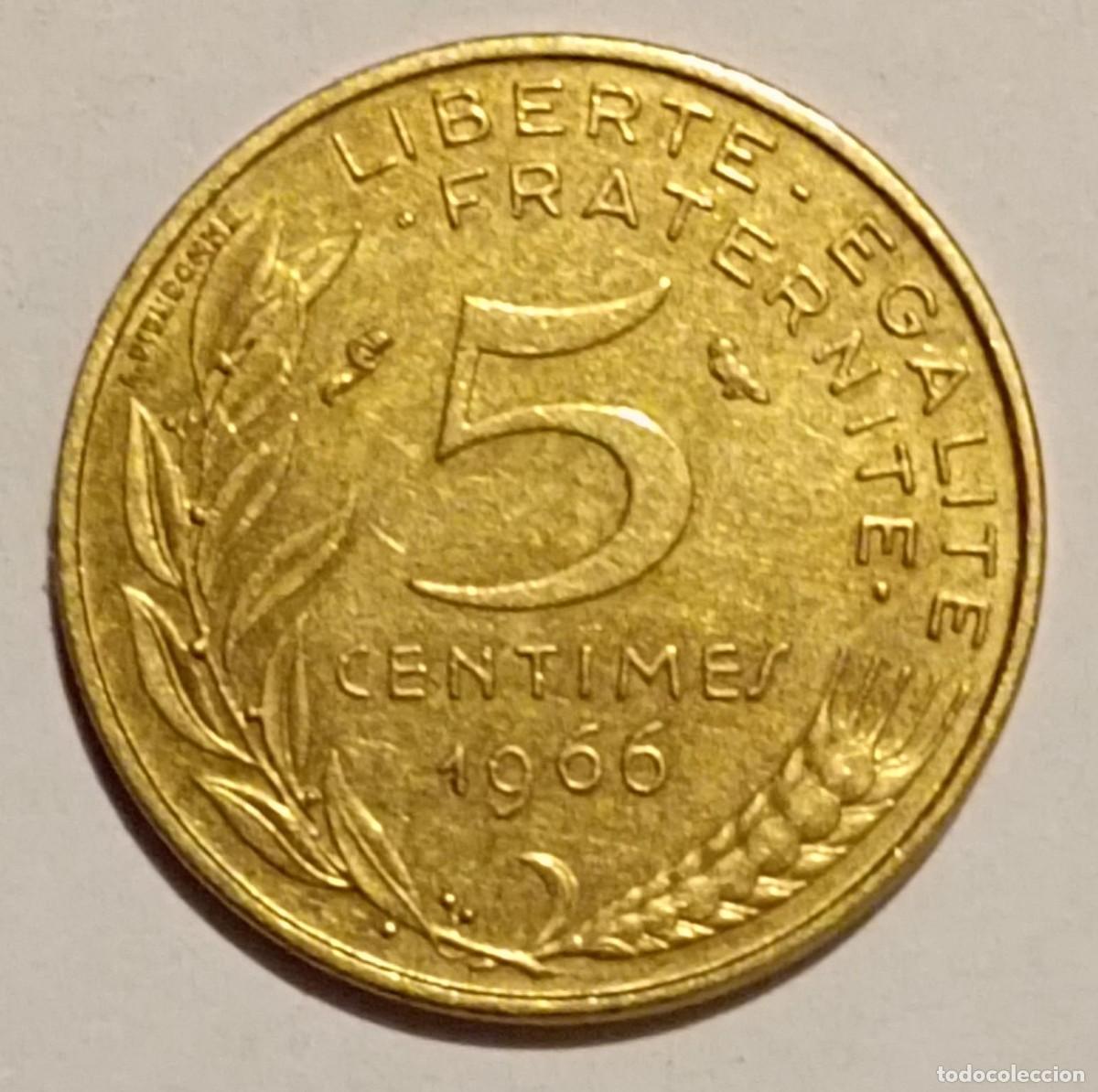 Monedas antiguas de Europa: Moneda de Francia 5 c&eacute;ntimos de 1966 -A - Foto 1
