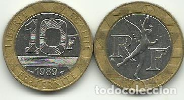 Alte M&uuml;nzen aus Europa: FRANCIA - 10 FRANCOS - 1989 - BIMETALICA - BONITA - FOTOS