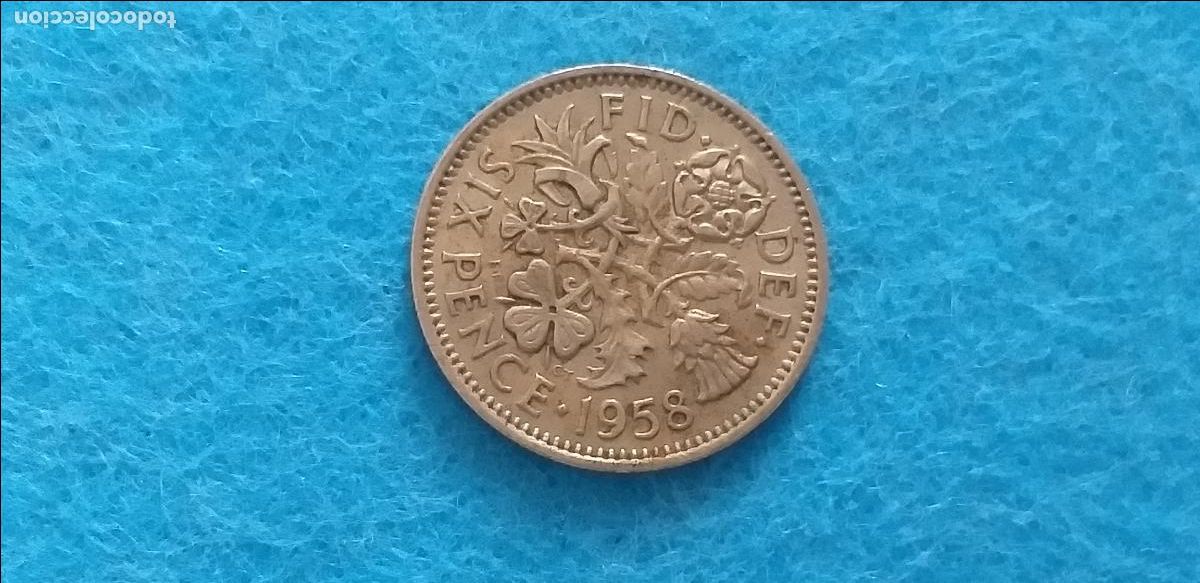 Moedas antigas da Europa: Moneda de GRAN Breta&ntilde;a. SIX Pence. A&ntilde;o 1958