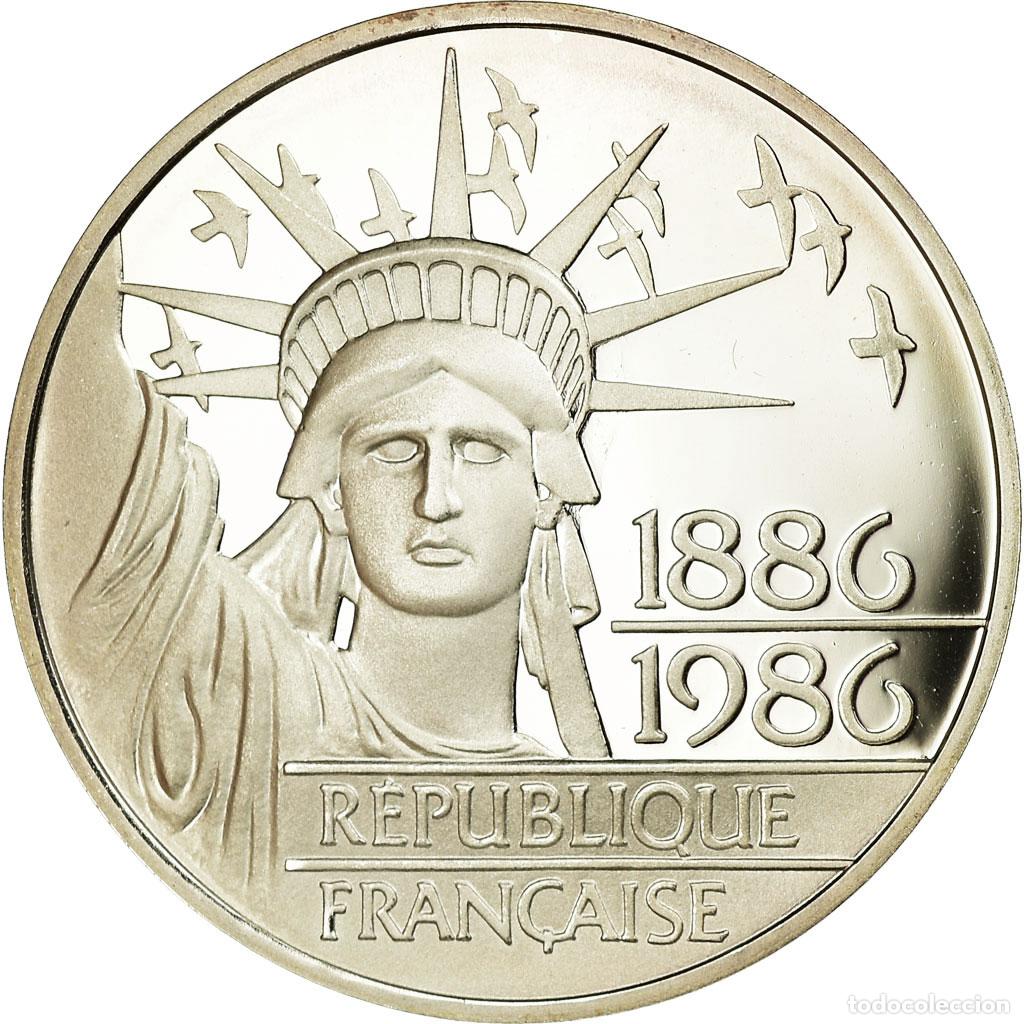 Moedas antigas da Europa: [#733307] Moneda, Francia, Statue de la Libert&eacute;, 100 Francs, 1985, BE, FDC, Plata