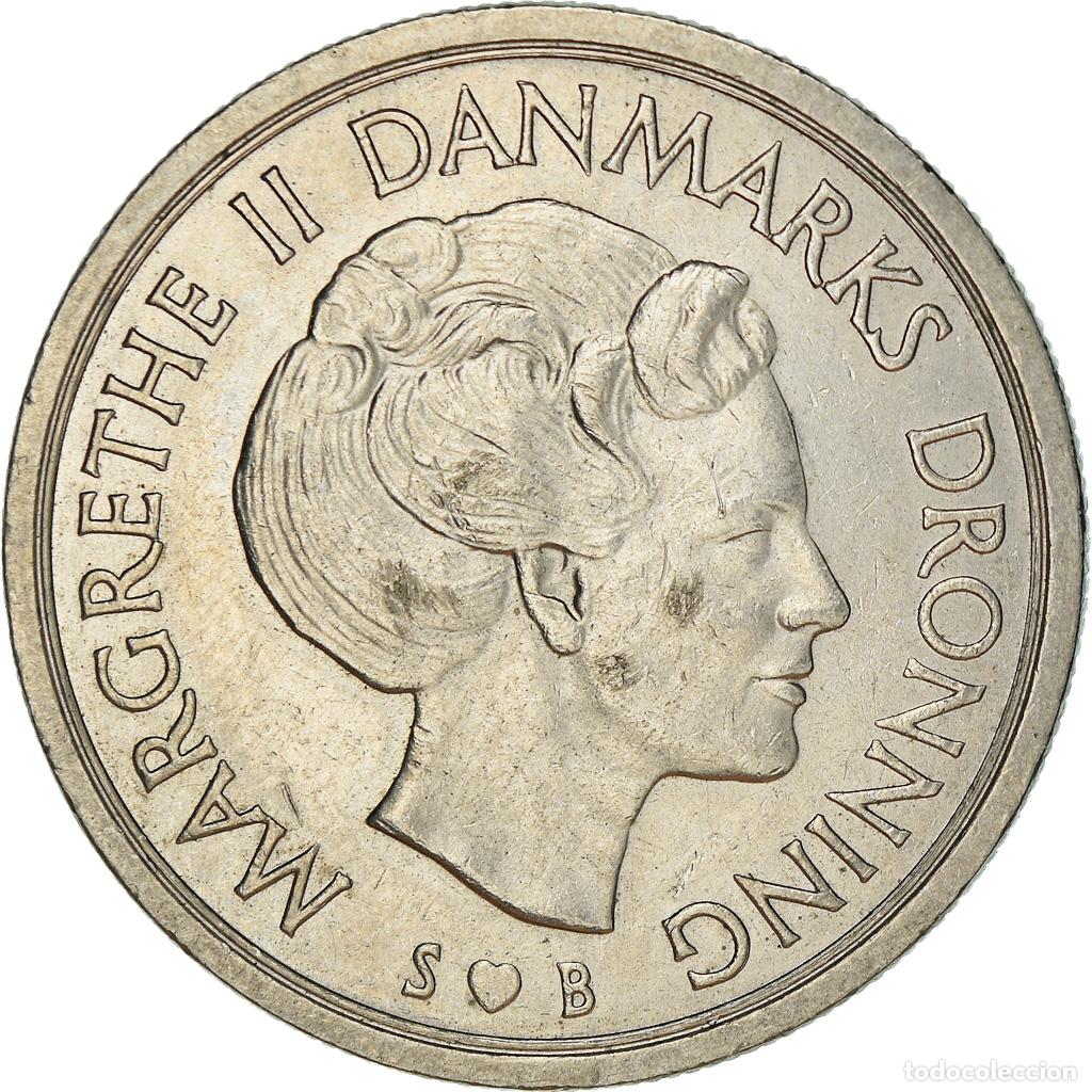 Monete antiche di Europa: [#837992] Moneda, Dinamarca, Margrethe II, 5 Kroner, 1977, Copenhagen, MBC, Cobre -
