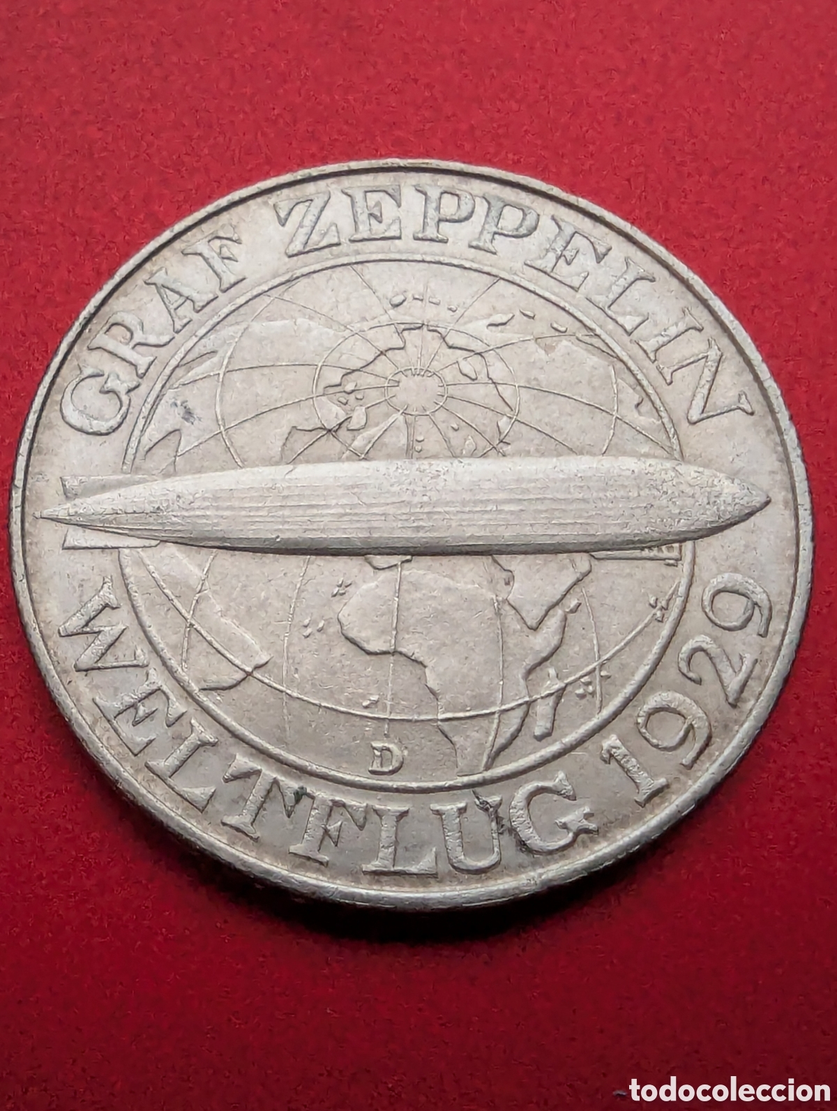 Moedas antigas da Europa: Alemania 3 reichsmark 1930D Zeppelin plata