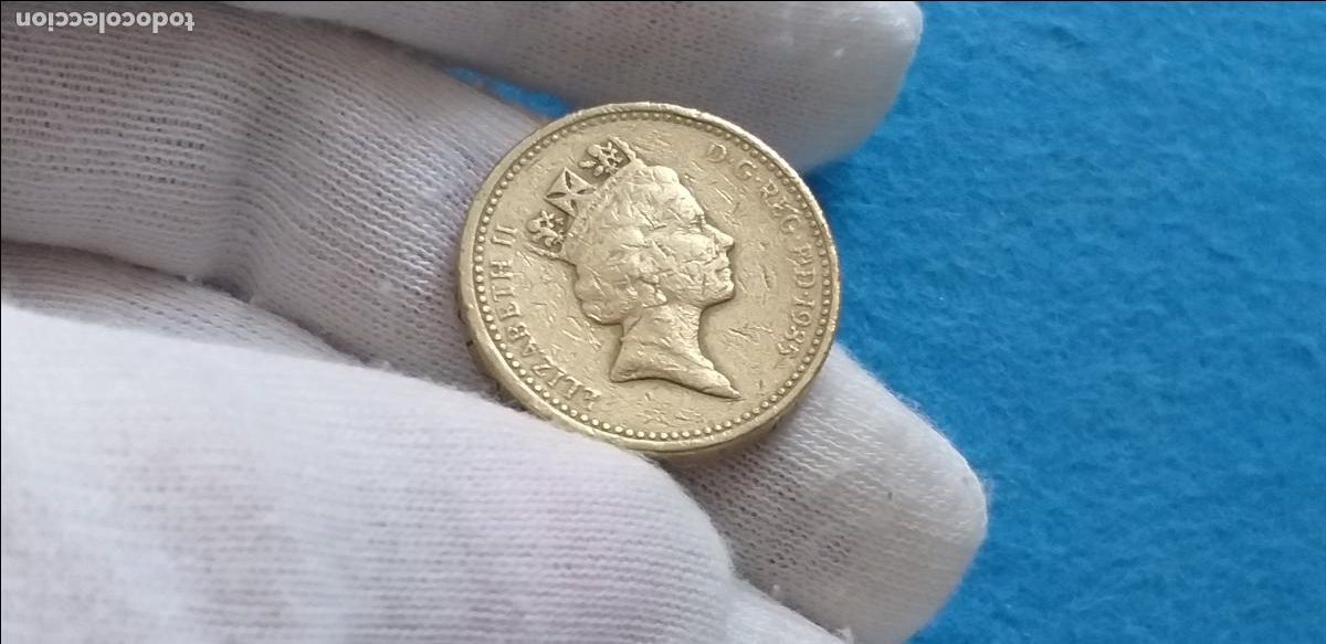 Old Coins of Europe: Moneda, Gran Breta&ntilde;a, Elizabeth II, Isabel II, ONE Pounds, 1985