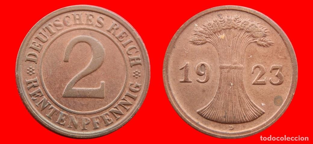 Monedas antiguas de Europa: 2 RENTENPFENNIG 1923D WEIMAR ALEMANIA-139408