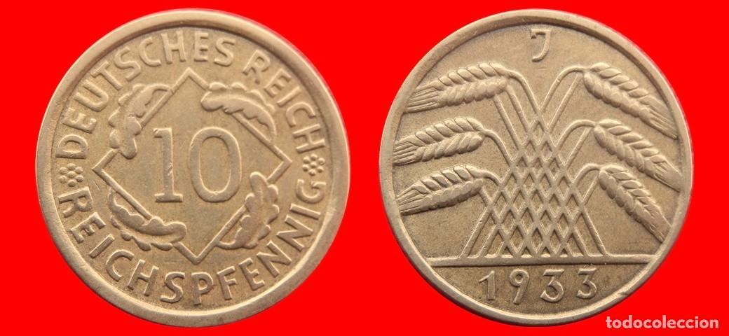 Monedas antiguas de Europa: 10 REICHSPFENNIG 1933J WEIMAR ALEMANIA-139411