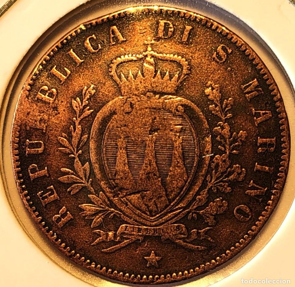 Monete antiche di Europa: SAN MARINO (1864-1938) - 5 CENTESIMOS 1864 A - A - 5 GR. COBRE - DIAMETRO 25 mm - MB - KM#1